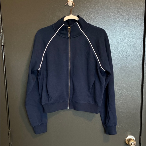 Spanx AirEssentials Pique Full Zip Track Jacket navy blue Sz S - Picture 4 of 8